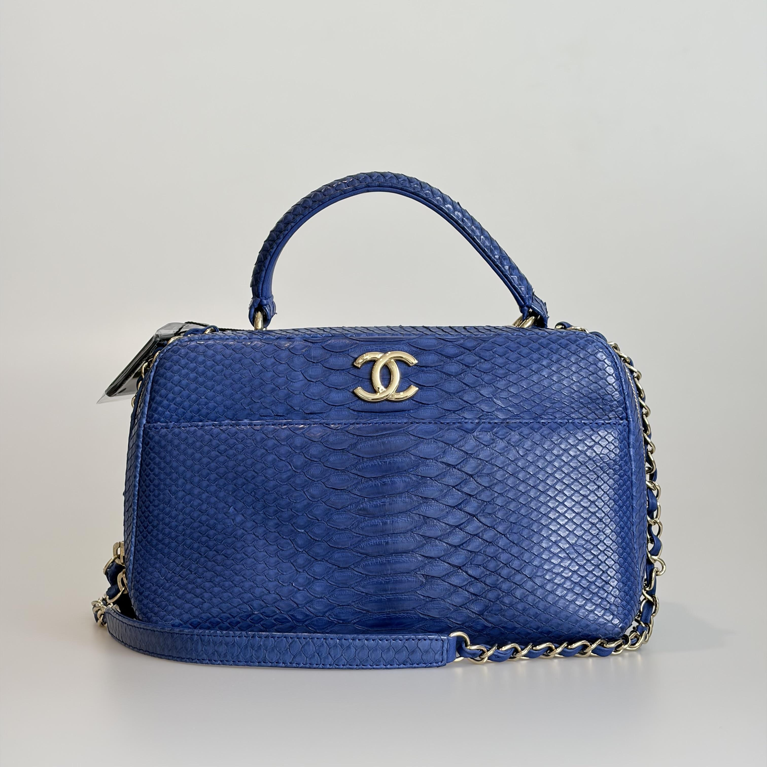 Pre-owned CHANEL Calfskin Interior Shoulder Bag Trendy CC Bowling Bag Blue Gold Tone Hardware 68788467 Sold As Is / Final Sale